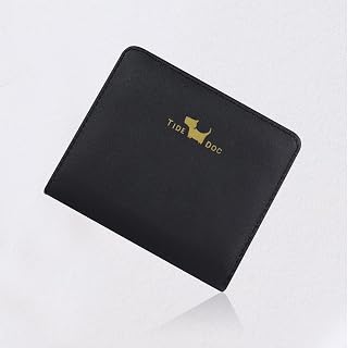 Cute small wallet for women, large capacity credit card holder with 6 card slots, 1 cash compartment, 1 clear ID window to store, Black, Cute