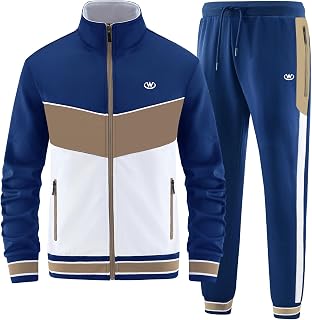 ANOTWENER Men's Training Sets Lässig Jogginganzug Zweiteiler Fitness Sportanzug Lange Ärmel Voller Zipper Hausanzug