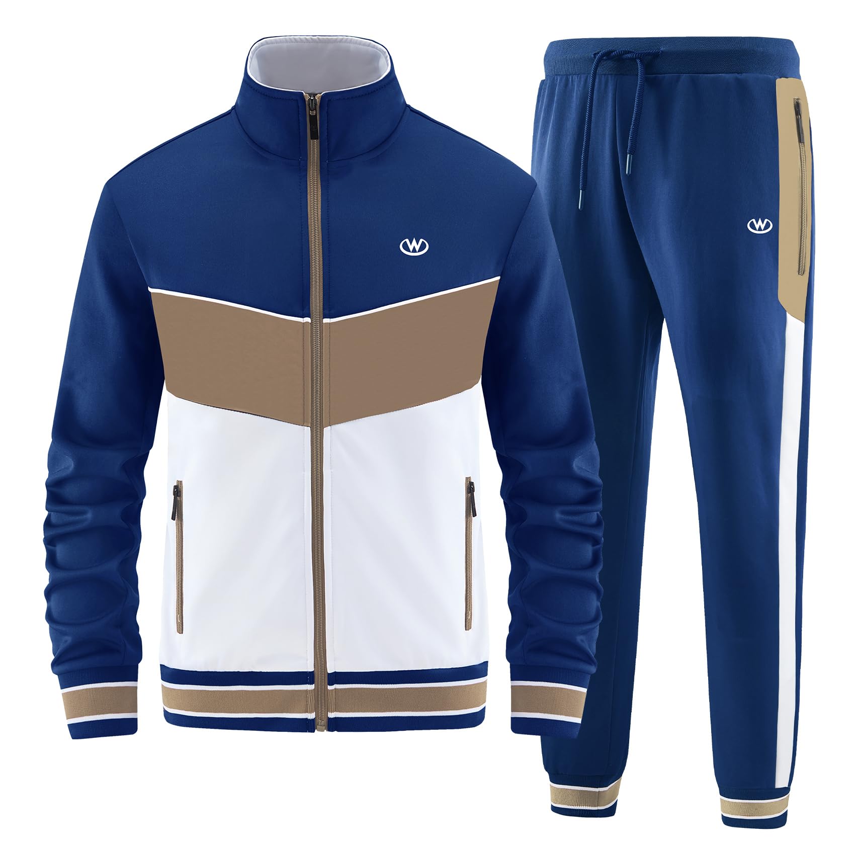 ANOTWENER Men's Training Sets Lässig Jogginganzug Zweiteiler Fitness Sportanzug 