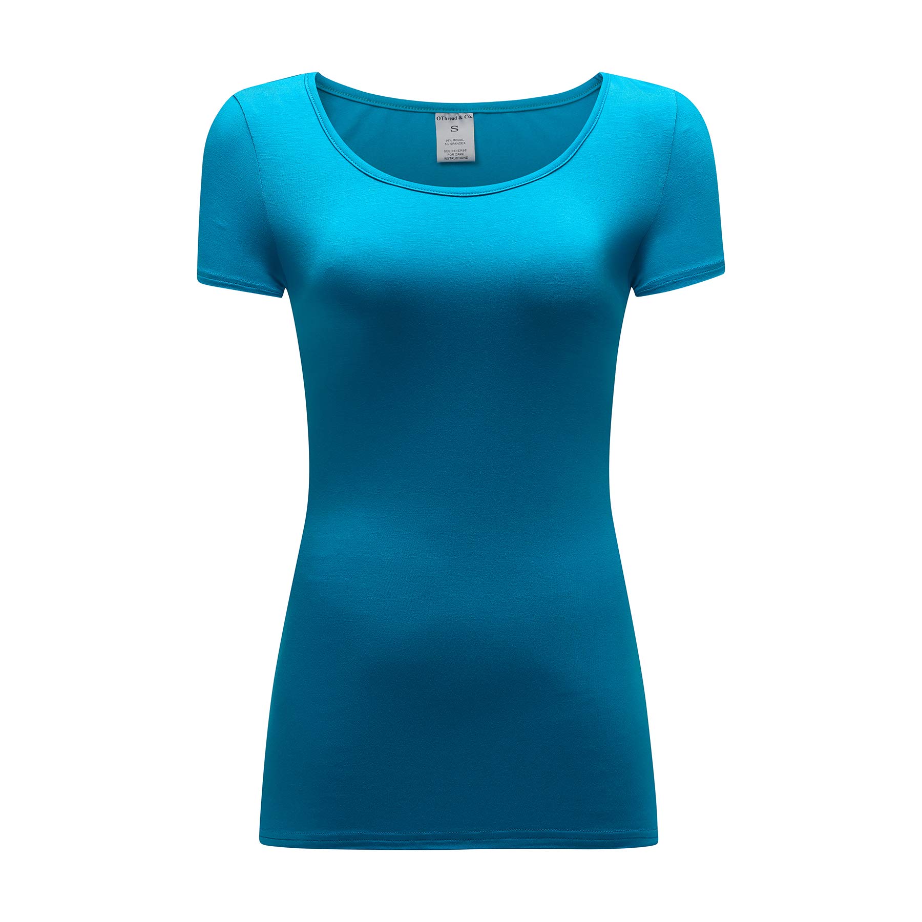 OThread & Co. レディース 半袖 Tシャツ スクープネック ベーシックレイヤー スパンデックスシャツ US サイズ: Large カラー: ブルー