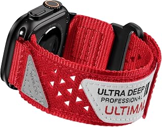 ULTIMAL Compatible with Apple Watch Straps 49mm 46mm 45mm 44mm, Soft Nylon Hollow Out Breathable Band for iWatch Ultra 3/2/1 Series 11 10 9 8 7 6 5 4 SE SE2 SE3 (XL, Red)