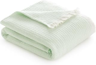 Todocama - Extra Soft Cotton Blanket with GOFR Design, Multipurpose Four Seasons Bedspread for Sofa, Bed, Decorative Cover and Throw, (Mint Green, 230 x 240 cm)