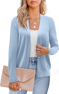 Women's Plus Size Casual Long Sleeve Open Front Soft Knit Cardigan Sweater Lightweight Jacket Dressy