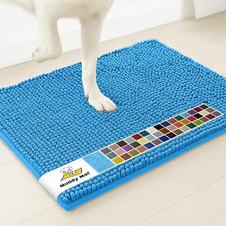 Muddy Mat® | Super Water Absorbent Door Mat Indoor, Microfiber Quick Dry Chenille Entryway Rug, Slip Resistant Front Door Mat, Indoor Mats for Entryway, Machine Washable Pet Rug, Sky Blue 18"x28"