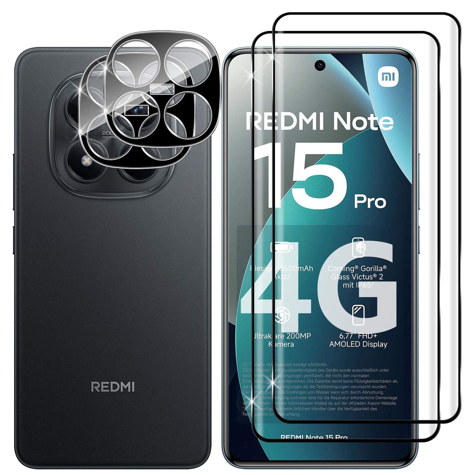 Lutree for Xiaomi Redmi Note 15 Pro 4G Tempered Glass, 2+2 Pieces 3D Screen Prot