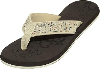 MADSea Midnight Flip Flops Beach Sandals for Women Brown Beige