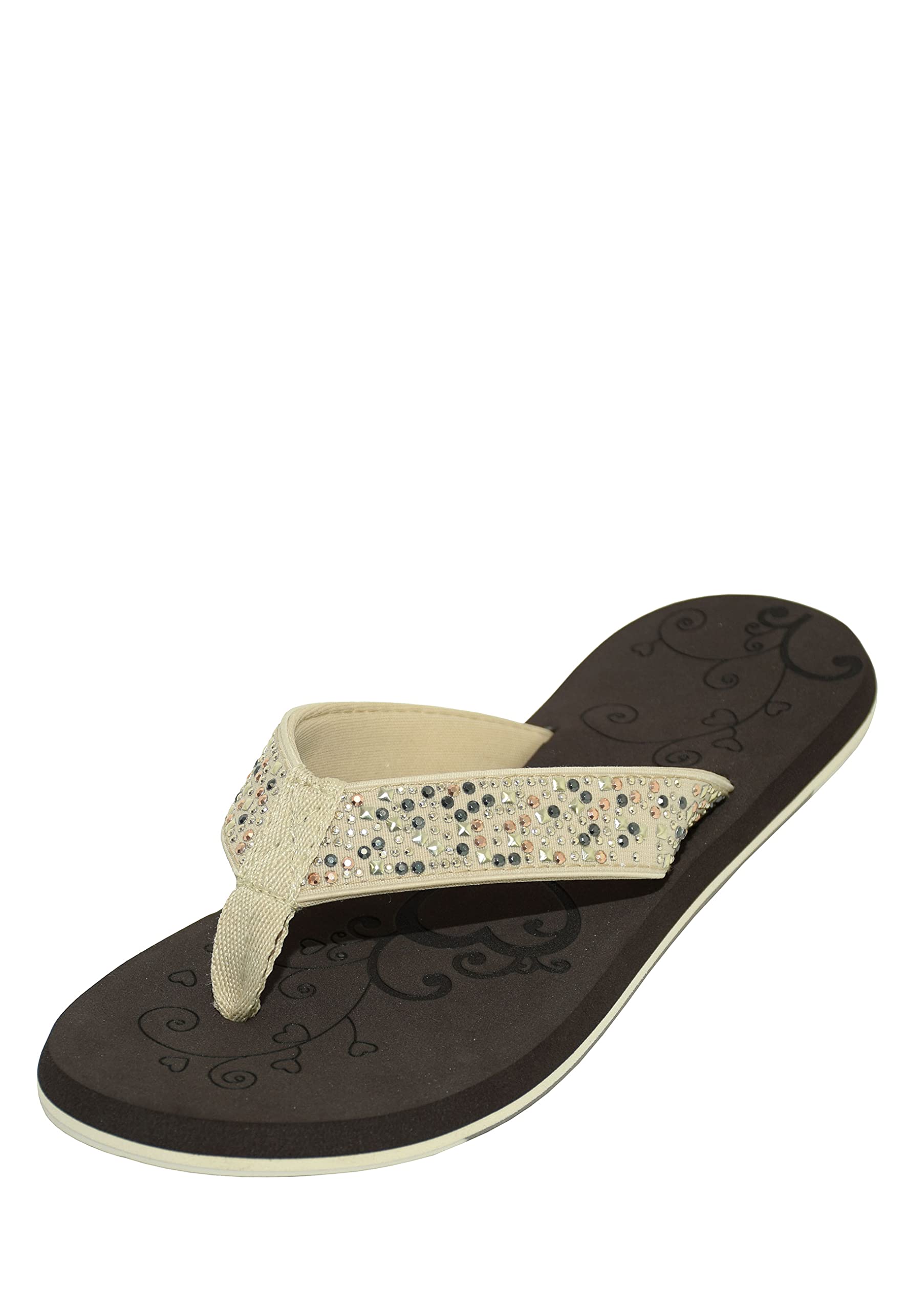 MADSea Midnight Flip Flops Beach Sandals for Women Brown Beige