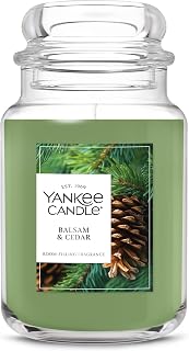 Yankee Candle Balsam & Cedar Scented Candle, 22oz Large Jar | Up to 150 Hour Burn Time, Room Filling Fragrance, Long-Lasting Scent, Premium Plant Wax Blend, Consistent Burn, Giftable