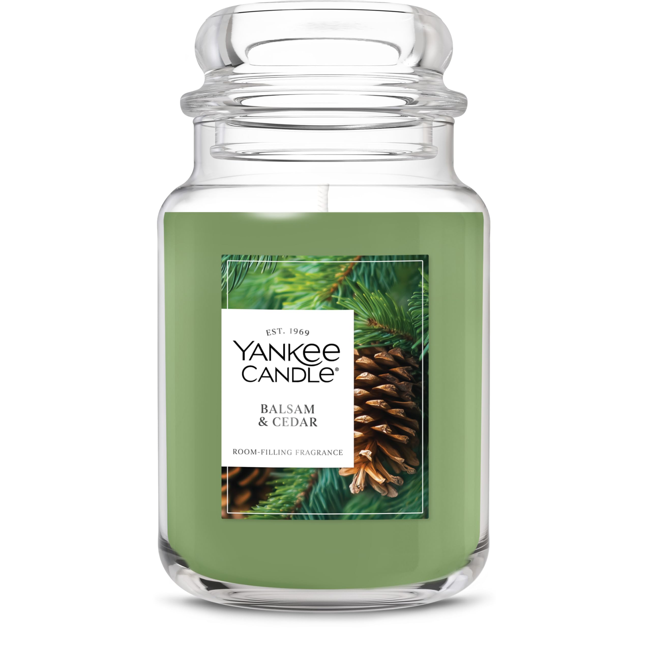 Yankee Candle Balsam & Cedar Scented Candle, 22oz Large Jar | Up to 150 Hour Bur