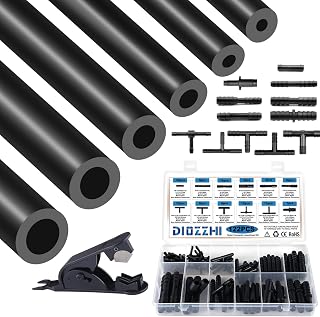 Silicone Vacuum Tubing Hose with 12 Sizes 122PCS Nylon Connector, 3/4/5/6/8/10mm ID 2M 6PCS High Performance 130PSI Automotive Replacement 3mm Thickness Black Silicone Vacuum line Kit