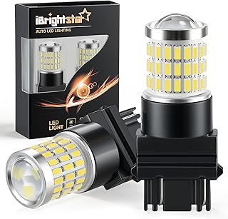 iBrightstar 3157 LED Bulb White, 4157 3156 LED Reverse Light Bulbs Super Bright for Tail Brake Lights Backup Lights Turn Signal Lights, 2 Pack