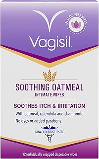 VAGISIL Soothing Oatmeal Intimate Wipes for Burning & Irritation, 12 Wipes Sachet