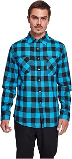 Urban Classics Checked Flanell Men's Flannel Shirt Black/White 100% Cotton Regular