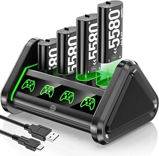 OIVO Rechargeable Battery for XboxOne/Xbox Series X|S, 4 x 5580mWh Xbox Batteries, Xbx Series Battery Charger Station for XboxOne S|X/Elite Controllers