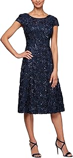 Alex Evenings Women's Short Embroidered Dresses - Discontinued Special Occasion Dress