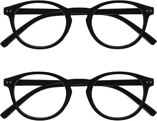 OPULIZE Zen Reading Glasses 2 Pack Cool Round Frame Spring Hinges Scratch Resistant Matt Black Mens Womens RR24-1 +1.00