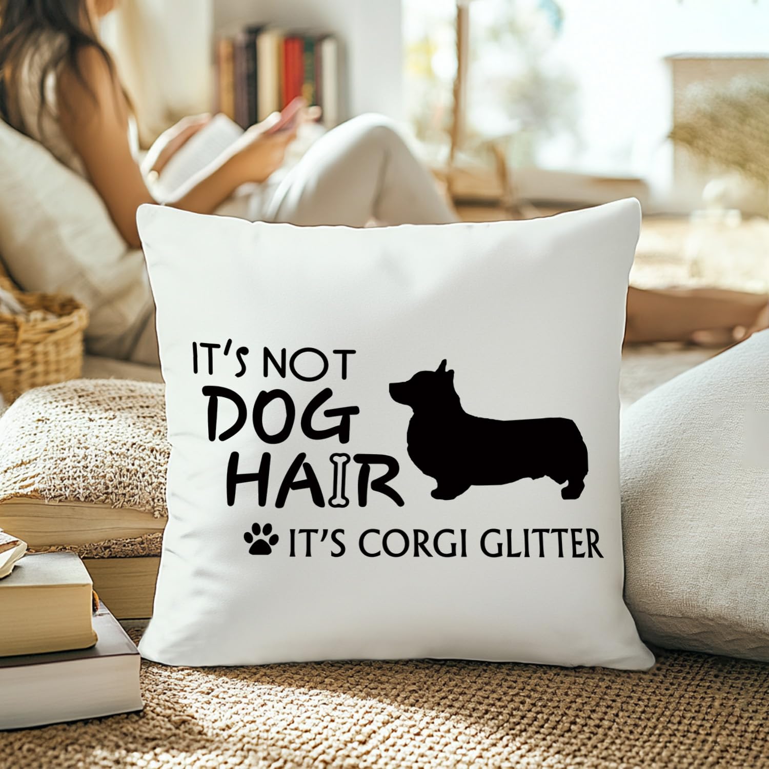 Corgi Lovers Gifts Pillowcase 18x18, It's Not Dog Hair It's Corgi Glitter Funny 