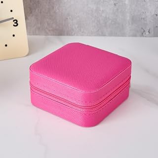 1 x Travel Jewelry Box Organizer Pink Leatherette Case with Ring Storage and Compartment