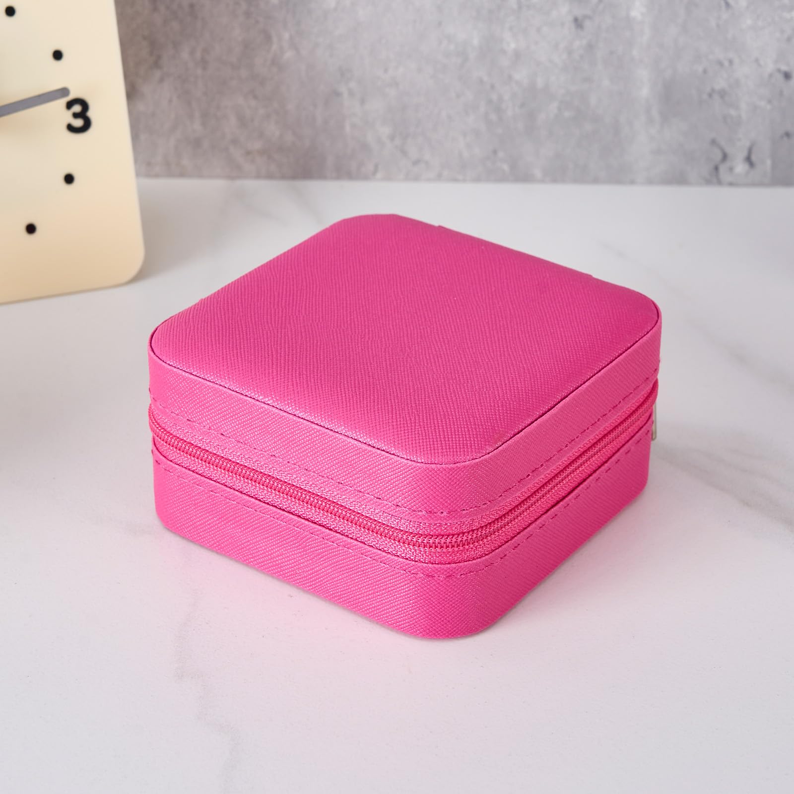 1 x Travel Jewelry Box Organizer Pink Leatherette Case with Ring Storage and Com