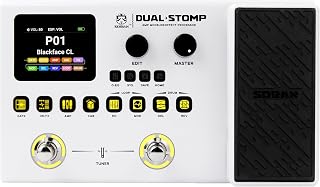 SORAN Dual Stomp Multi Effects Guitar Pedals, Rechargeable Multi Effects Processor with Expression Wah Volume 99 Presets 126 Effects 40s Loop 100 Drums 20 IR/NAM Slots USB Audio Record