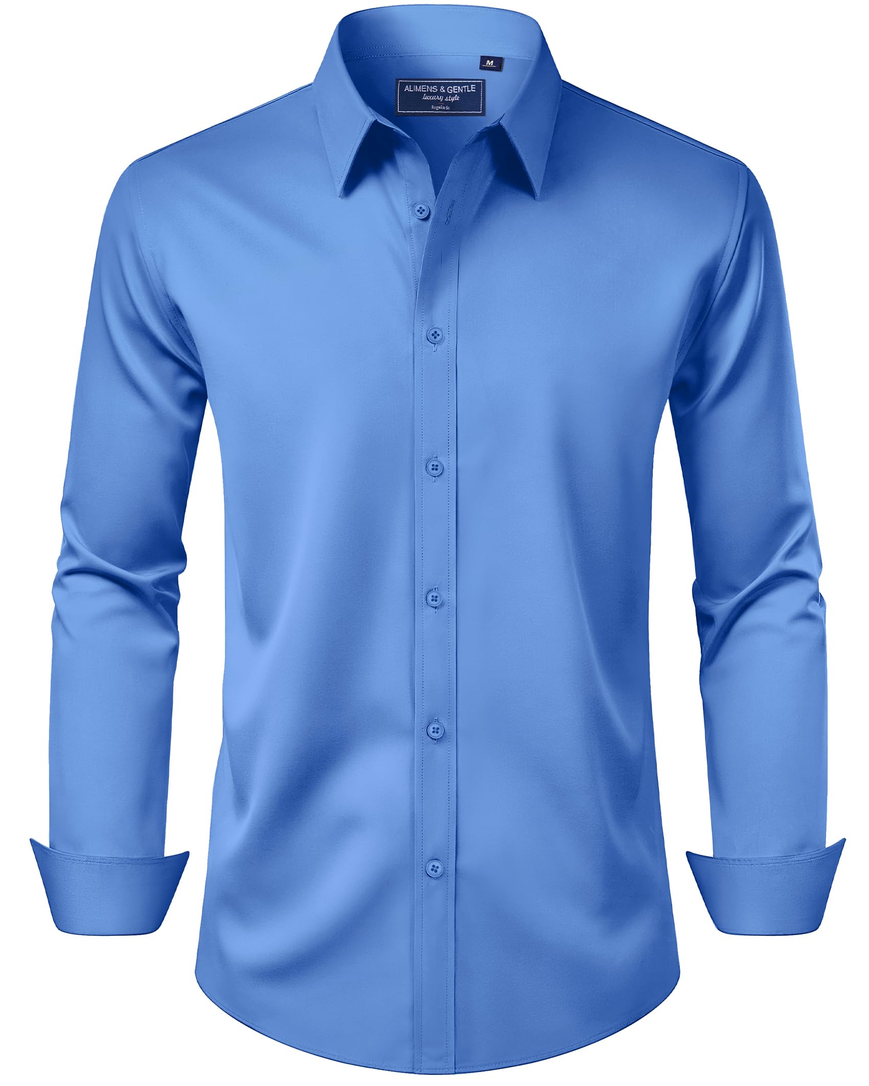 Alimens & Gentle Mens Regular Fit Stretch Stain Resistant Long Sleeve Solid Colo