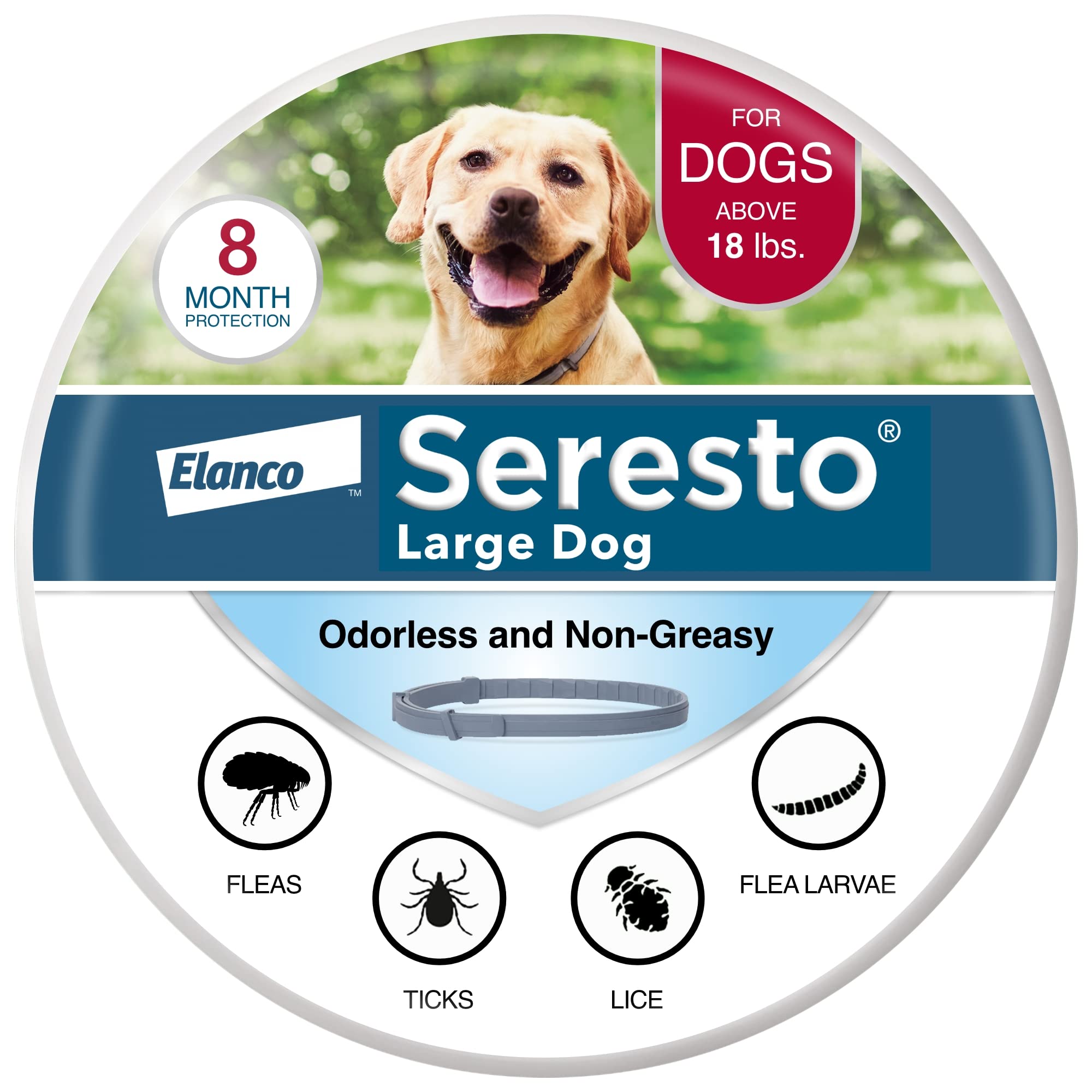 Seresto 8-Month Flea & Tick Collar for Large Dogs Over 18 lbs., 1ct | Vet-Recomm