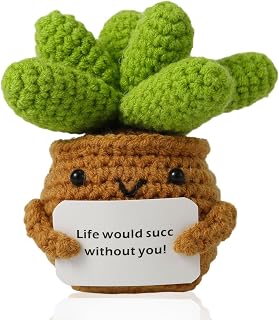 NQEUEPN Crochet Potted Plants, Creative Knitted Potted Plants Mini Cute Emotional Positive Life Potato Doll Ornaments Gifts for Adults Kids Friends Home Office Desk Decoration