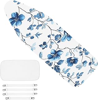 UKQRRTC Ironing Board Cover and Pad Set, Standard Size 15x54 Inch, Extra Thick Padding, Scorch and Stain Resistant Heavy Duty Iron Board Covers with Elastic Edge, 4 Fasteners (Style3)