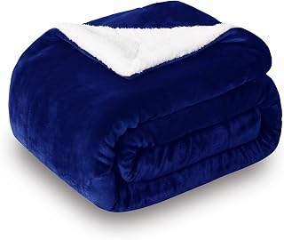 SOCHOW Sherpa Fleece Throw Blanket, Reversible Super Soft Fuzzy Luxurious Plush Blanket for Bed Sofa Couch Throw Size, Blue