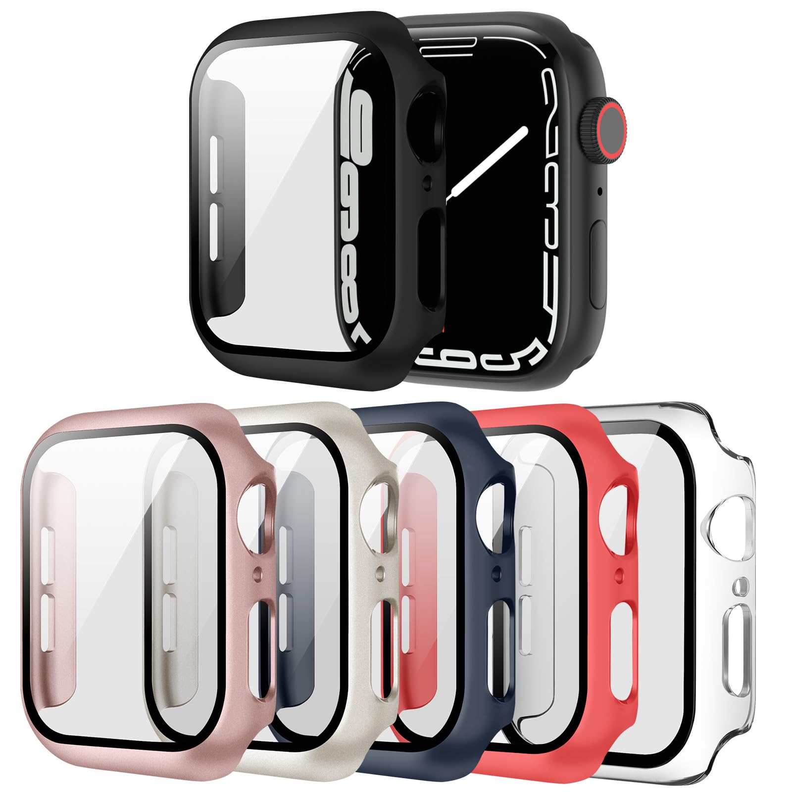 6 Pack Hard PC Protective Case Compatible with Apple Watch 40mm 41mm 42mm 44mm 4