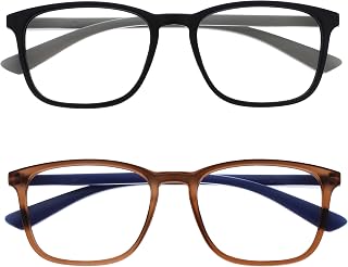 OPULIZE Max Reading Glasses - Pack of 2 - Classic Rectangular Frame Large - Brown Matte Black - Men and Women Unisex - RR78-12 - +2.50
