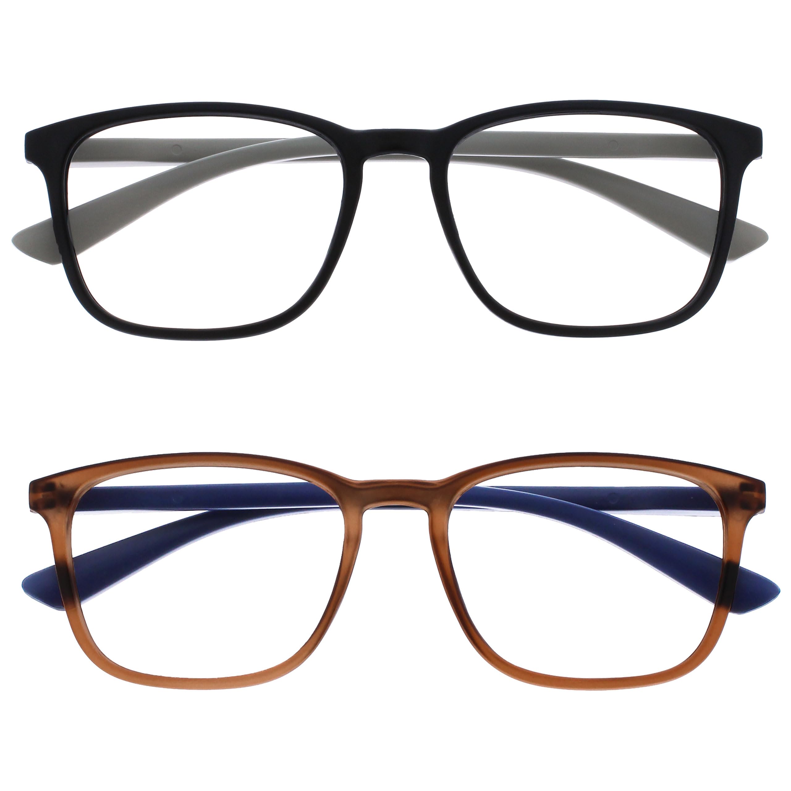 OPULIZE Max Reading Glasses - Pack of 2 - Classic Rectangular Frame Large - Brow