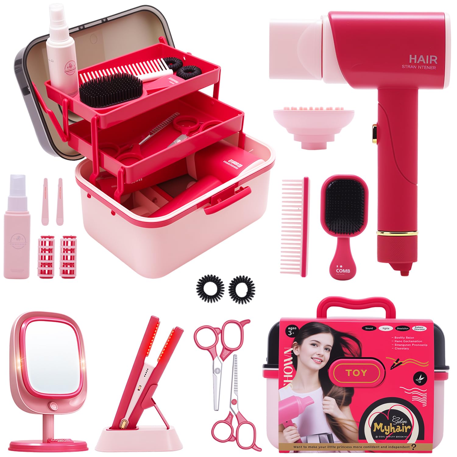 Play Hair Salon Set for Little Girls - Beauty Hair Salon Toys with Realistic Hai