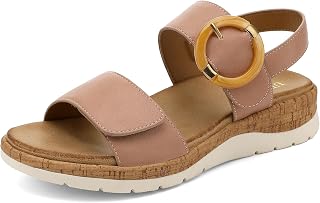 UBFEN Women Flat Sandals Arch Support Open Toe Comfortable Casual Low Wedge Sandals