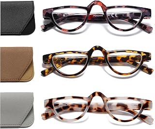 Hubeye Half‑Moon Reading Glasses Lightweight Retro Reader Spring Hinge 3.50