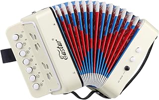 Eastar Kids Accordion Toy Accordion Mini Musical Instruments 10 Keys Button for Children Kids Toddlers Beginners (White)