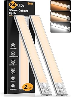 Gritin LED Cupboard Light 26 cm Super Bright Kitchen Ruler 4 Modes | Wireless Rechargeable Under Cabinet LED Light,3 Colors & 5 Brightness,Motion Sensor,Magnetic Cabinet Light-2 Pcs