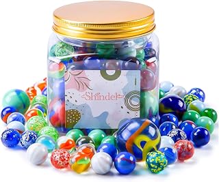 Shindel 125 PCS Marbles Bulk, Assorted Size Glass Marbles for Kids | 1 Inch, 0.64 Inch, Marble Games Accessories, Home Decor, Vase Fillers, Aquarium Tank Decor
