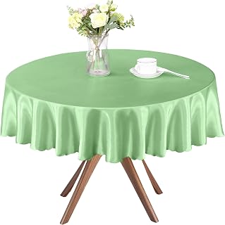 Homiest 60 Inch / 5ft Satin Round Tablecloth, Sage Green Table Cover