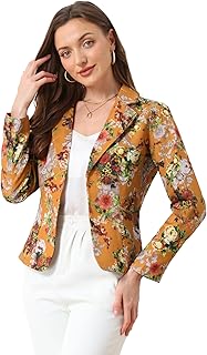 Allegra K Ladies Slim Fit Single Breasted Stretch Lapel Office Jacket Khaki L, dark khaki