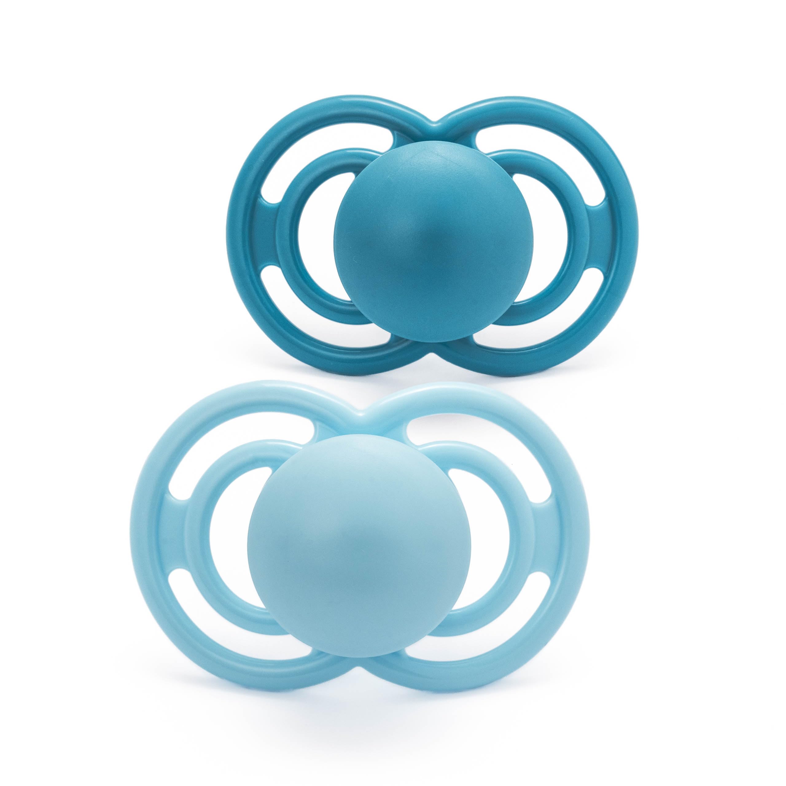 MAM Perfect Dummies, 6-18M, 2 Pack, Orthodontic Design, Blue/White | Thin, Flexi