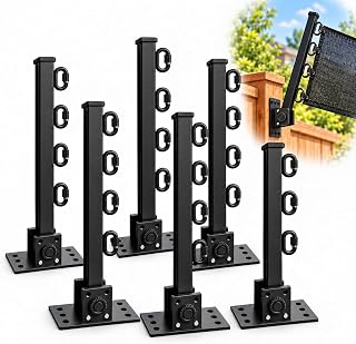 LEHUOJIA 0-180° Adjustable Fence Height Extension Arms, 26 Inch, 6 Pack | Galvanized Steel Fence Extenders for Top of Fence with Powder Coat, 4 Rings for Privacy Mesh and Anti-Climb Dog Barriers