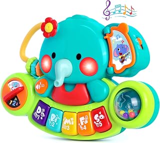 Baby Piano Toys 6-12 Months, Elephant Piano Keyboard Newborn & Infant Toys | Light Up Musical Toddler Toys for 1 Year Old Boy Girl, Christmas & Birthday Gifts For 12-18 Months, 6 7 8 9 Month Old Toys