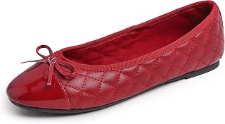 Feversole Women's Fashion Bow Tie Fashion Dress Quilted Ballet Flat, Round Toe Ballerina for Women