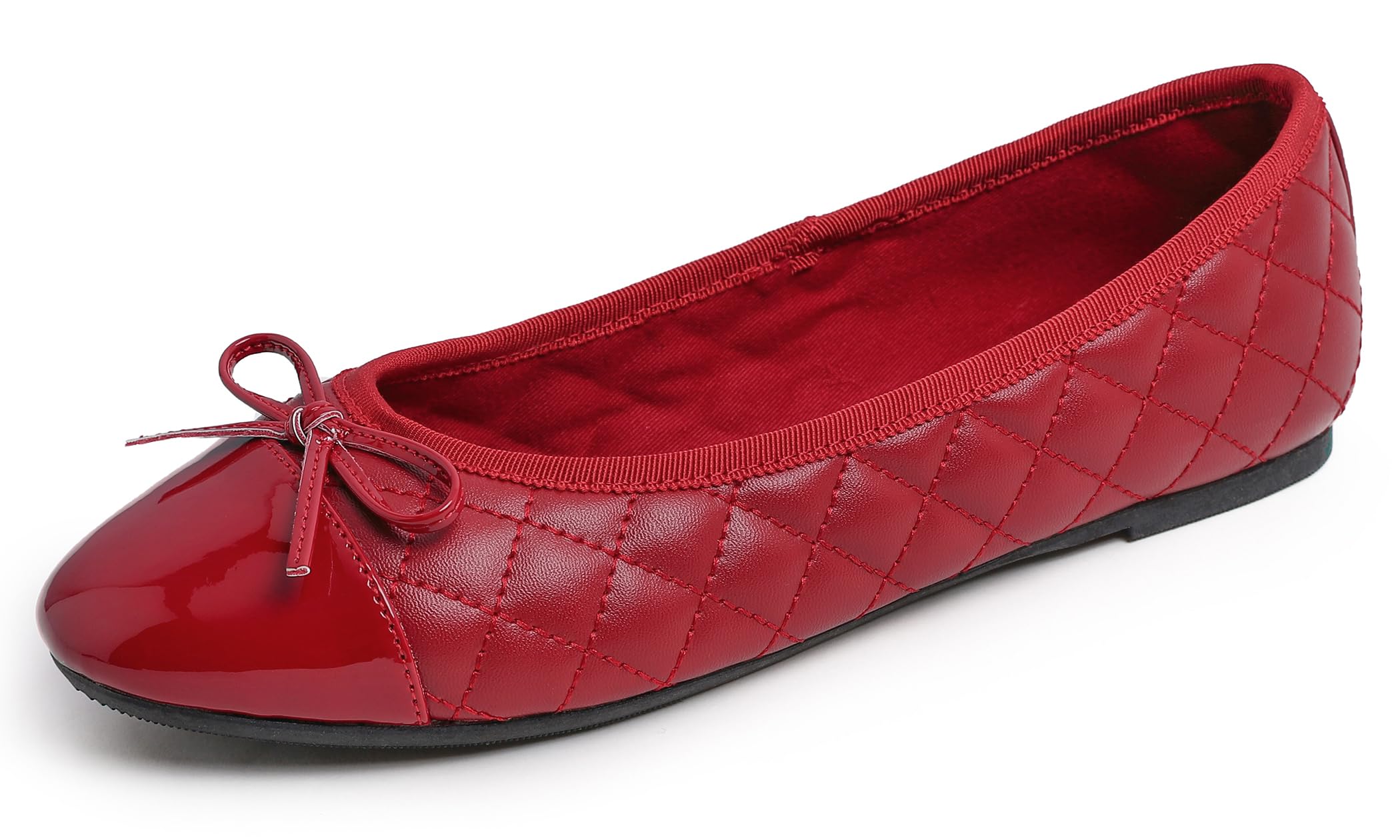 Feversole Women's Fashion Bow Tie Fashion Dress Quilted Ballet Flat, Round Toe B