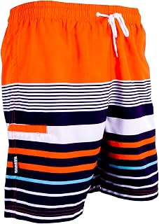 GUGGEN Mountain Swimming Trunks for Men Quick-Drying Swimming Shorts 595 with Drawstring Beach Shorts Board Shorts Swimming Trunks Men with Pattern Orange Stripes