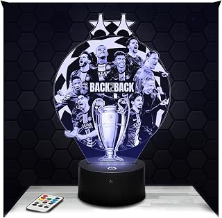 Lampephoto.fr - Lamp Champions League Night Light Touch 3D Football | Made in France, Base and Format to Choose From, Adjustable Brightness, Batteries/USB, HD Laser Engraving