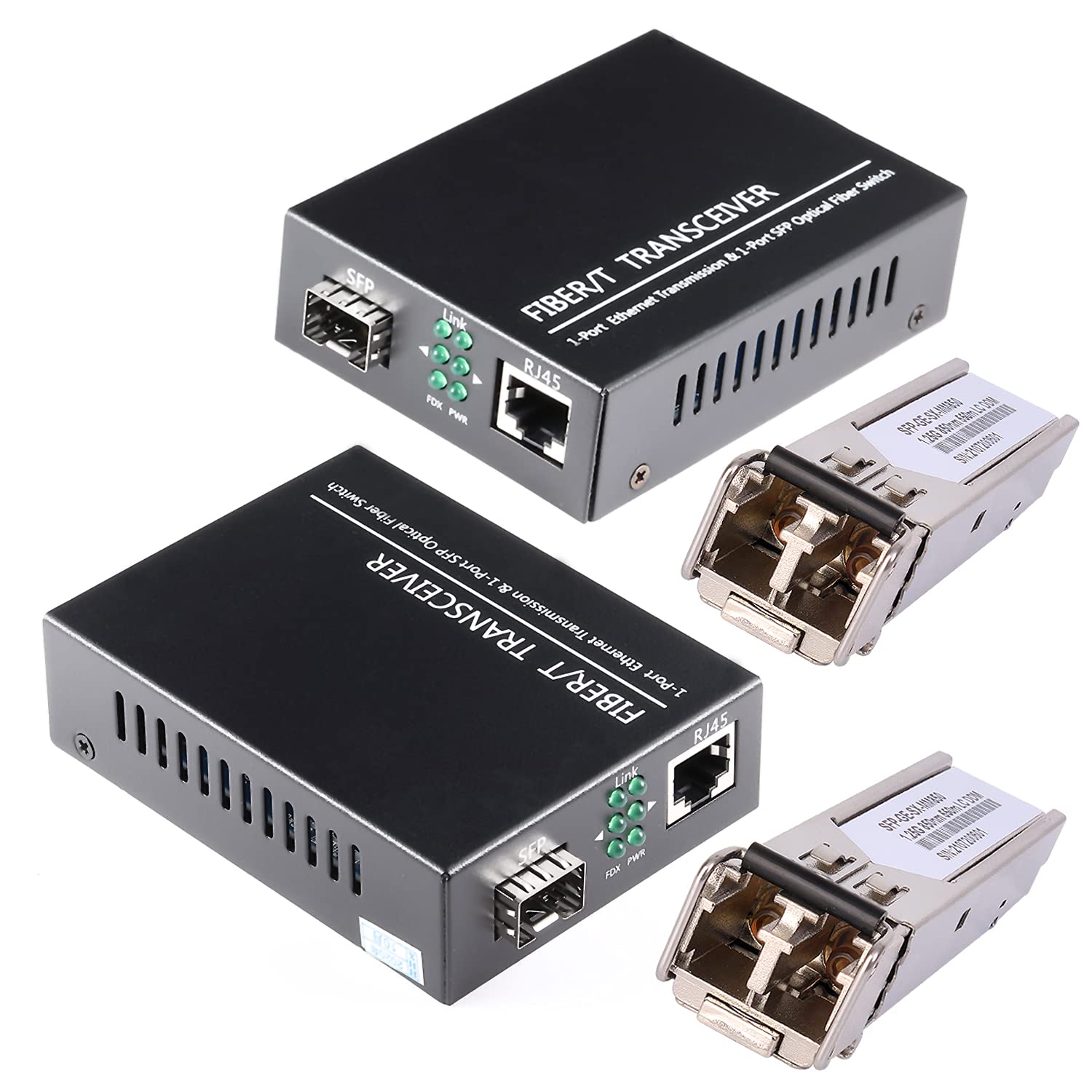 A Pair of 1.25G/s Bidi Gigabit Multi-Mode Fiber Ethernet Media Converter with 2P