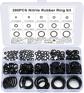 Newoutset 200pcs O-ring Seals, 15 Sizes, Rubber Gasket Kit,Rubber Washers | Electrical insulation seal kit for pipe plumber, insulated gasket set combination O-rings for plumbing and electrical repairs