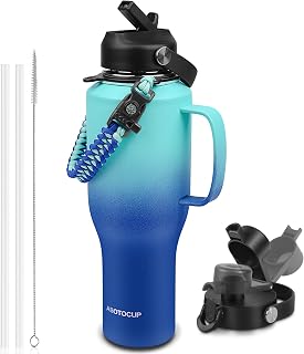 ABOTOCUP Water Bottle 40oz, Insulated Water Bottle with Straw Lids, Stainless Steel Water Bottle Fits in Any Car Cup Holder, Travel Cup Double Wall BPA-Free Leak-proof to Keep Cold &Hot